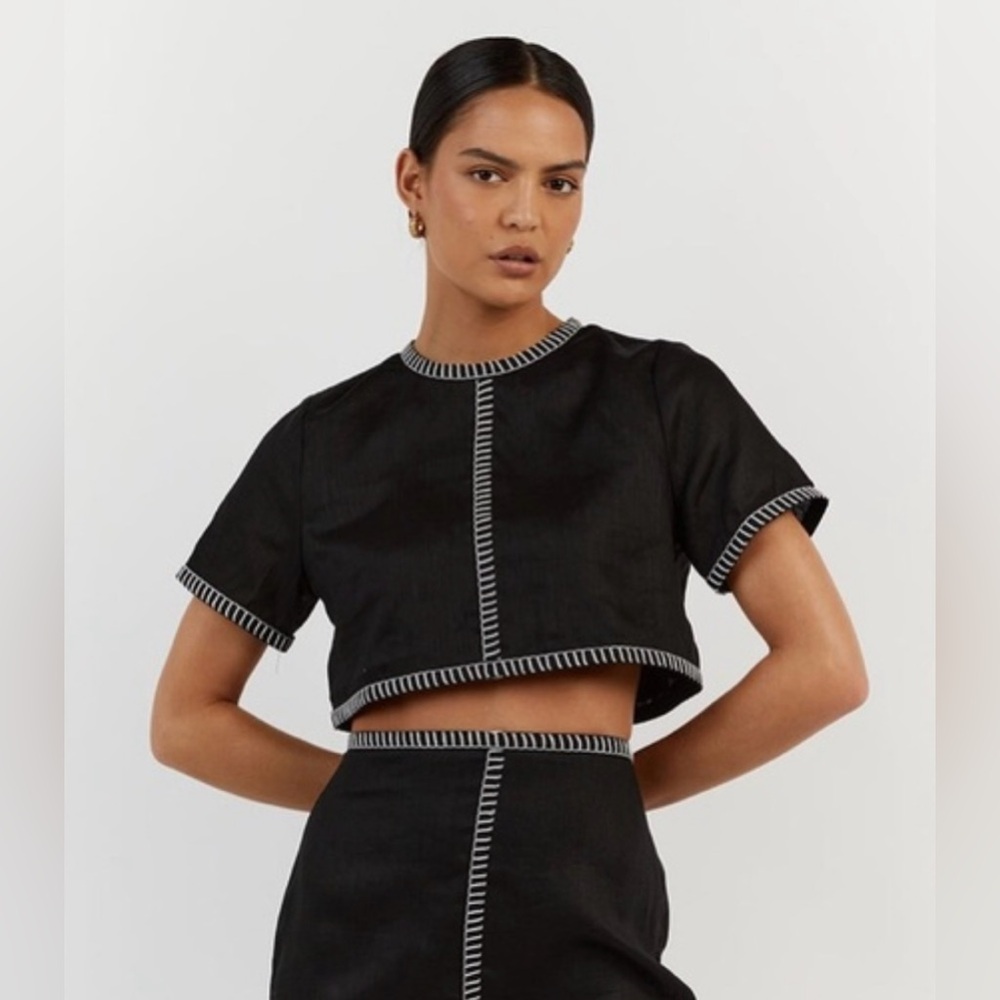 Magaschoni  linen crop top
